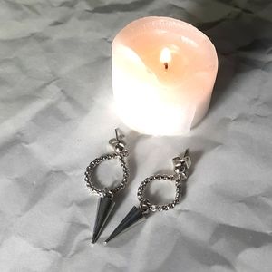 Silver Spike Dangle Earrings